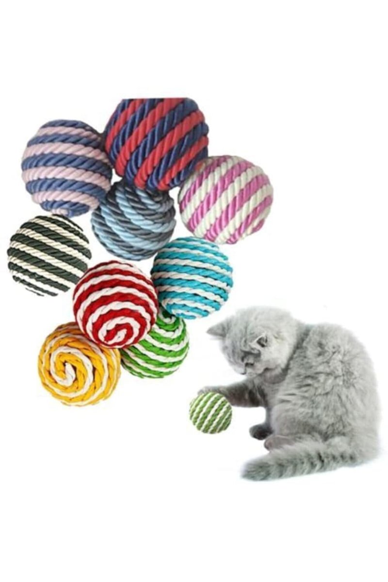 TİNEKE Ip Sarma Renkli Kedi Oyun Topu 4 Cm (5 Adet) Kedi Oyuncağı