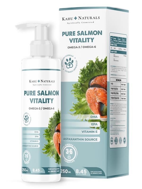 Kahu Naturals Pure Salmon Vitality%100 Doğal Norveç Somon Yağı, Omega 3 ve 6, E Vitamini, Kedi ve Kö