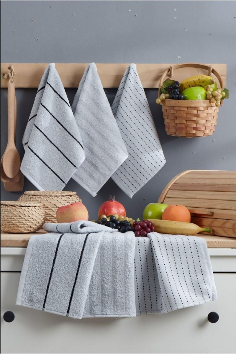 6 lı El Yüz Mutfak Havlusu Seti Sophia 30 X 50 Cm (Açık Gri)