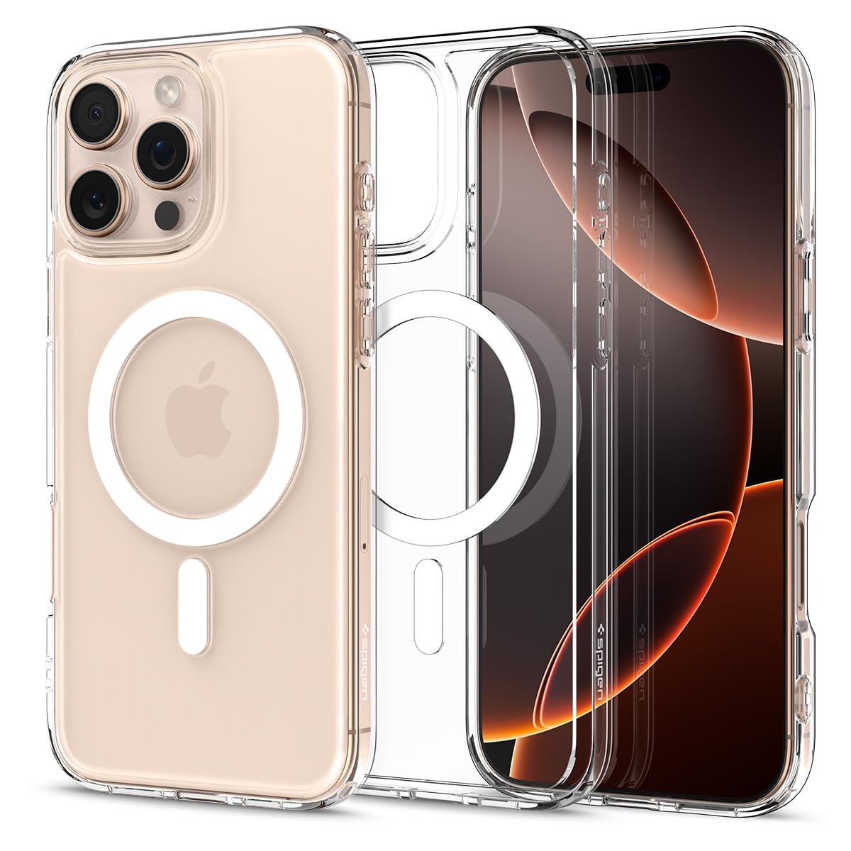 Spigen iPhone 16 Pro ile Uyumlu MagSafe Kılıf Ultra Hybrid Mag Fit Sararmaya Dayanıklı Beyaz Şeffaf