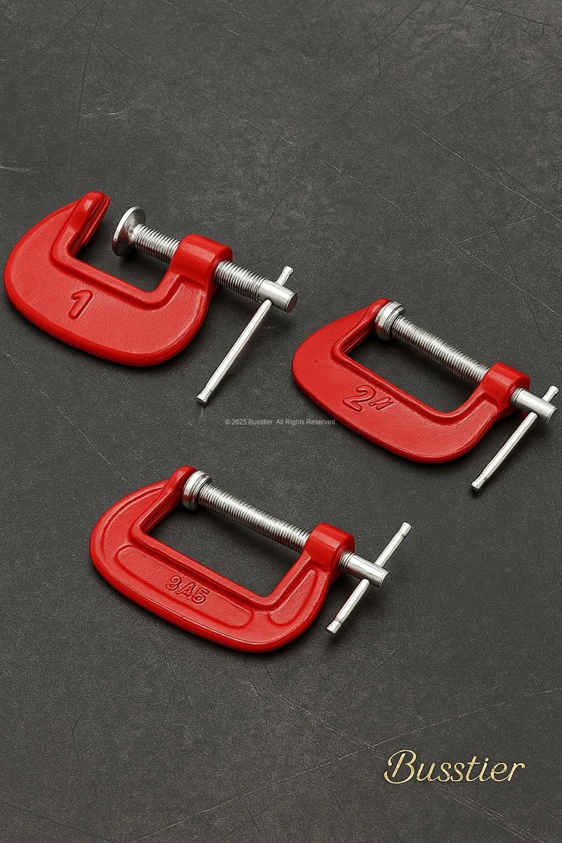 Busstier Mengene Seti, 3 Parça, Çelik Karbon, 2.5 cm, 5.2 cm, 6 cm Ağız Açısı, Ahşap ve Metal Sıkma İçin Profesyonel Mengene Takımı Karışık Renk