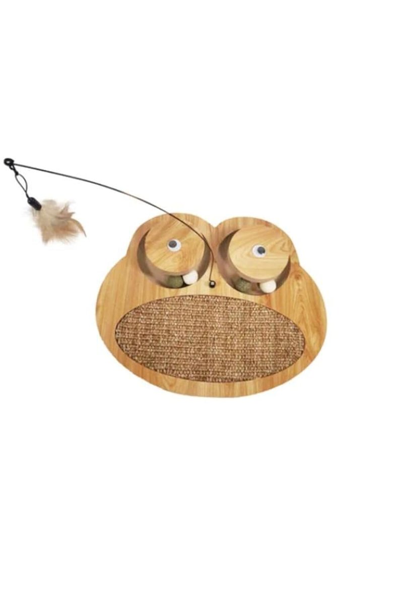 Glipet Kurbağa Şeklinde Ahşap Kedi Tırmalama Oyun Standı 34x29 Cm