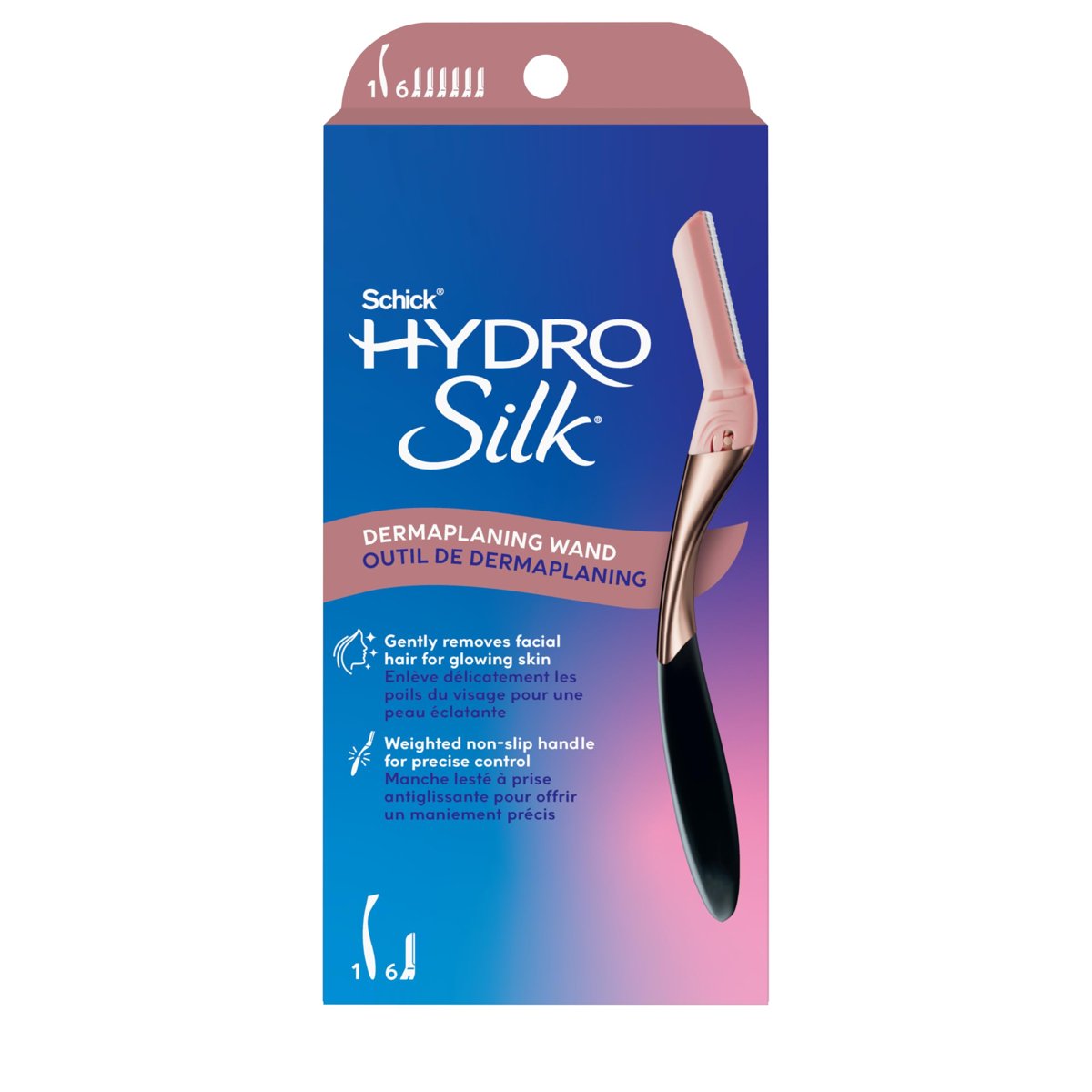 Schick Hydro Silk Dermaplaning değnek, Dermaplaning aleti, yüz için, 6 dolum bıçaklı | Dermaplane tıraş bıçağı, şeftali tüyleri giderici, kaş tıraş makinesi, yüz tıraş makinesi, yüz tıraş makinesi, profesyonel stil cilt bakım aleti