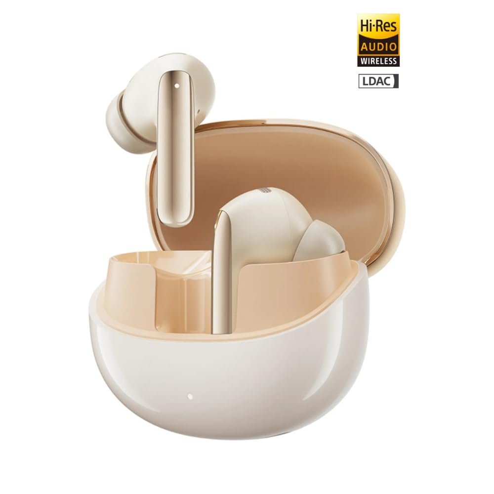 QCY HT08 MeloBuds Pro Hi-Res LDAC Adaptif ANC 6 mikrofon Bluetooth 5.3 Kablosuz Kulaklık Gold
