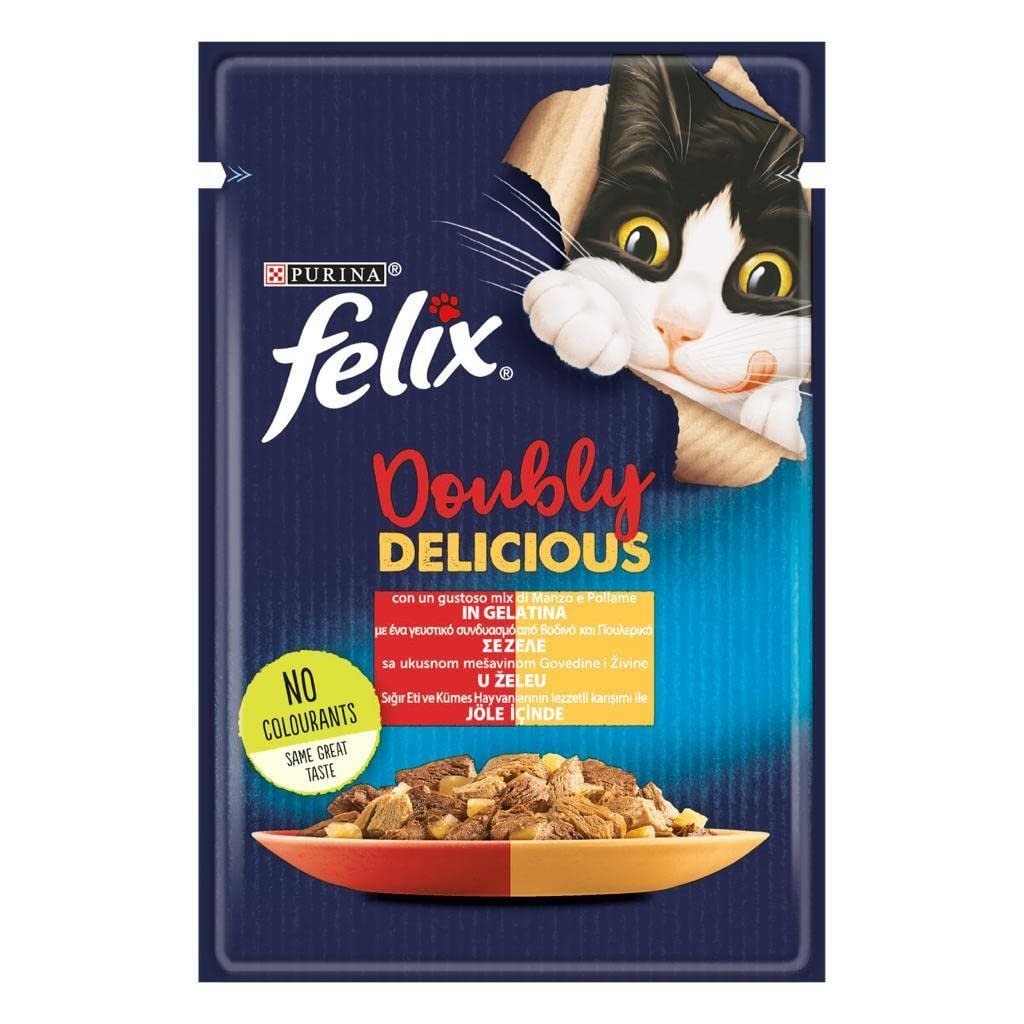 Felix Çifte Lezzet Sığır  Tavuklu Kedi Yaş Mama (26 x 85 gr)