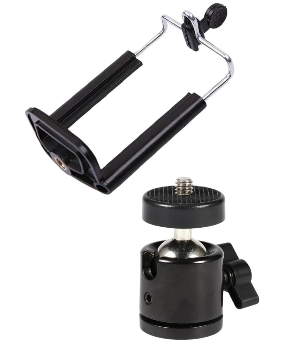 Kyrotech Telefon Tutucu Başlık, Tripod Başlığı, 360 Dönebilen Metal Tripod Mafsalı, Cep Telefon Tutucu, İphone, Samsung, Huawei, Uyumlu, Evrensel Tüm Telefonlara Uyumlu Kit