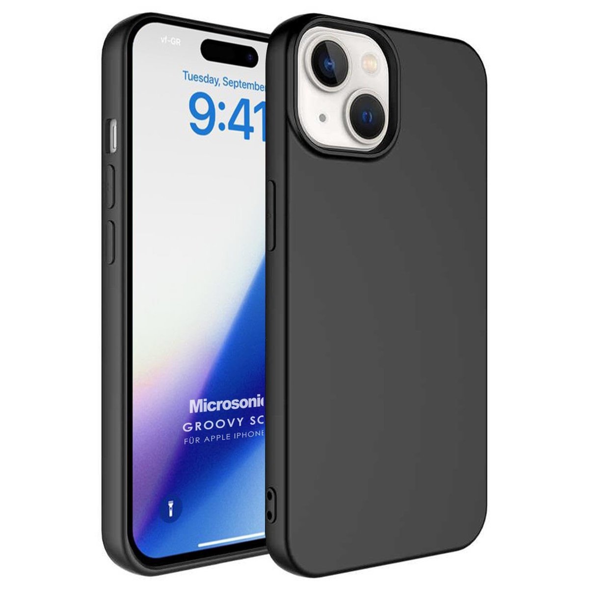 Microsonic Kılıf Apple iPhone 15 Plus için Groovy Soft Siyah [iPhone 15 Plus ile Uyumlu Kılıf - Siya