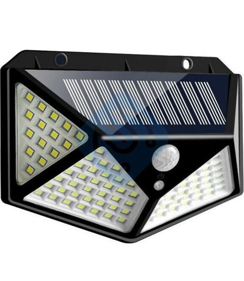 Gaman Solar LED Bahçe Lambası, 100 LED Hareket Sensörlü 13x9x5 cm, 3 Modlu Güneş Enerjili Solar Lamba, Dış Mekan Aydınlatma, Duvar Montajlı
