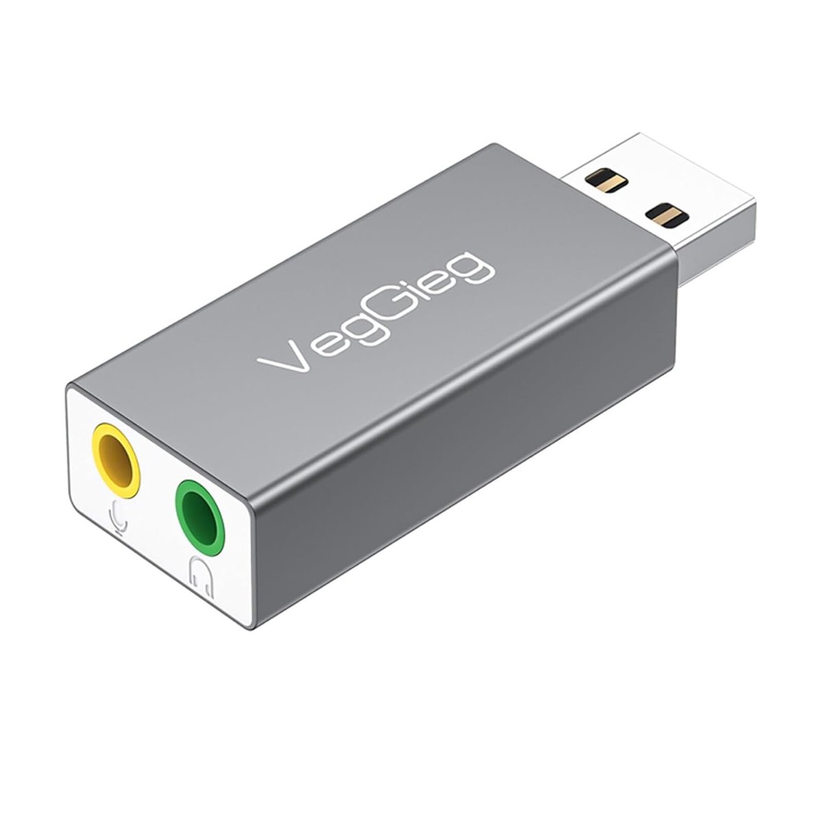 VegGieg USB Harici Ses Kartı Adaptörü 3.5mm Kulaklık ve Mikrofon Girişli
