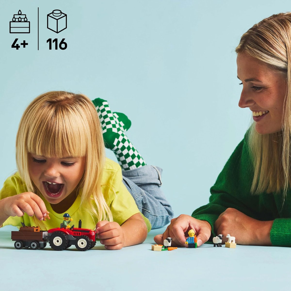 LEGO City Römorklu Kırmızı Çiftlik Traktörü ve Koyun 60461-4 Yaş ve Üzeri Çocuklar için Yaratıcı Oyu