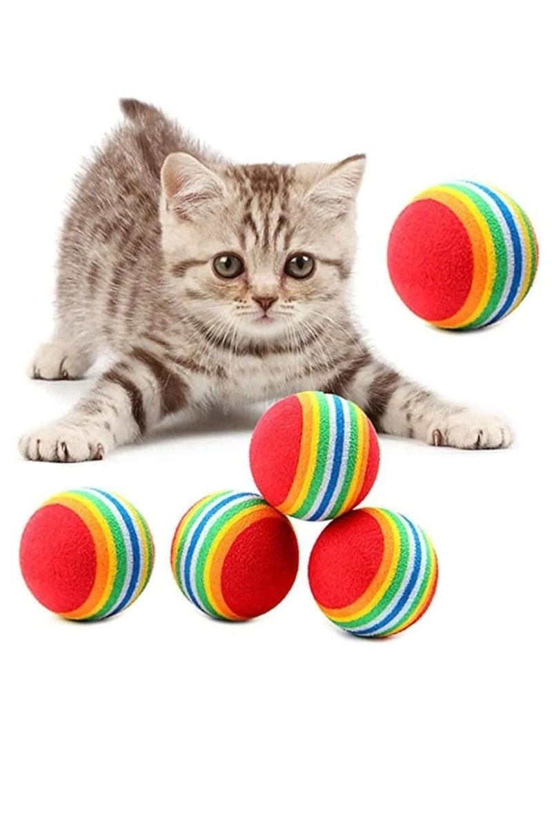 TİNEKE 3 lü Gökkuşağı Sünger Kedi Köpek Çiğneme Oyun Topu 4,2 Cm Diş Çıkarma Interaktif Oyuncak