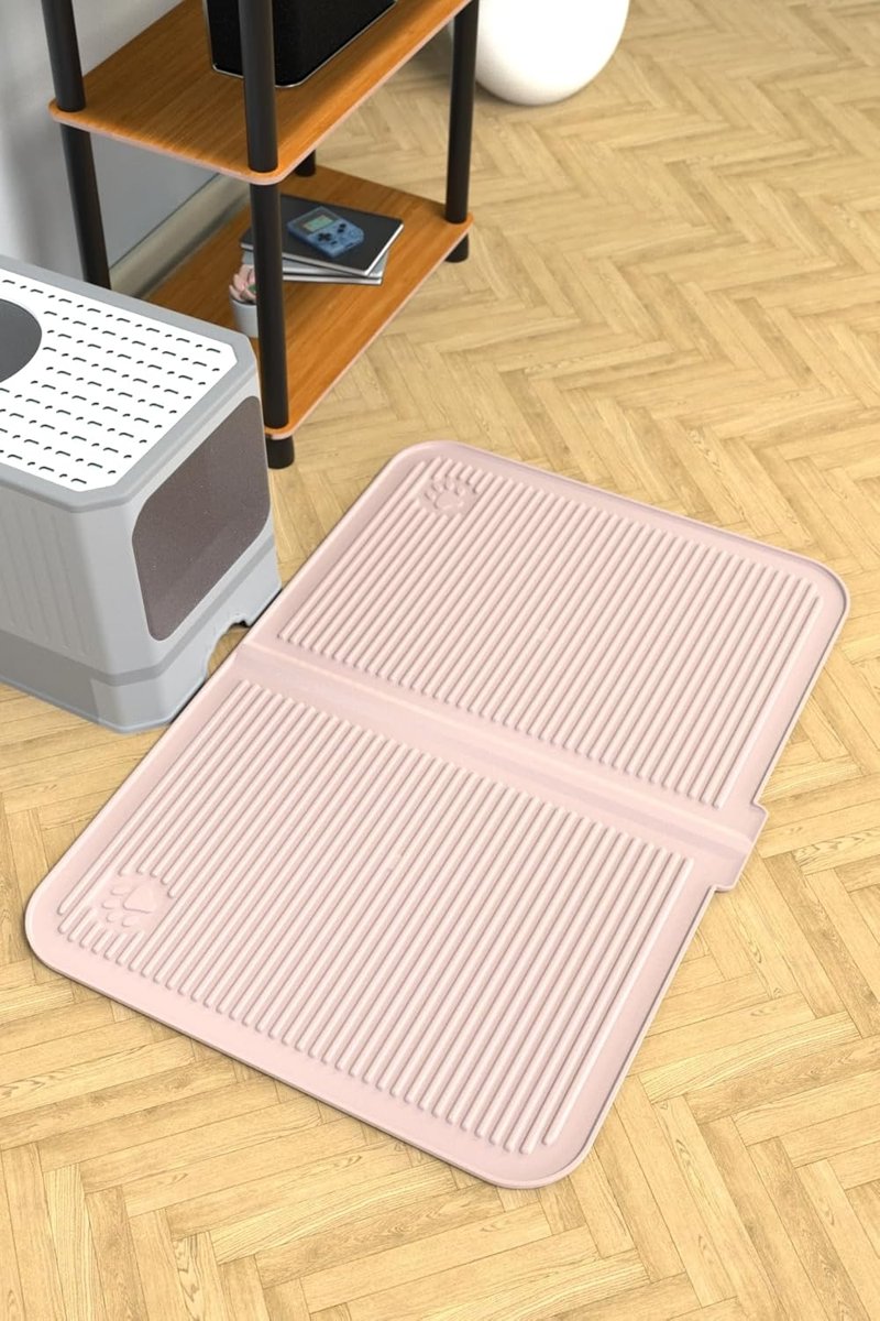 ATA HOME Silikon Kum Ve Mama Matı Havuzlu Yıkanabilir Kedi Tuvaleti Önü Kedi Kumu Paspası Büyük Boy 40X60 Pudra,515201706