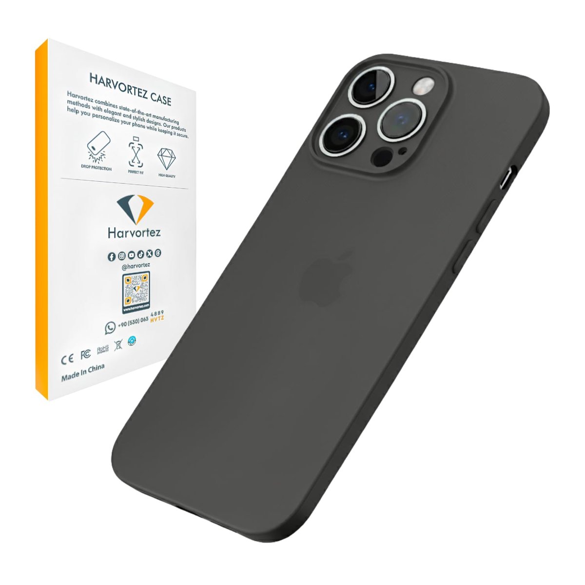 HARVORTEZ Ultra İnce Kılıf, iPhone 11 ile Uyumlu, Kamera Çerçevesi Korumalı, Ekstra Tuş Takımı ile Gerçek Tuş Hissi, Bire Bir Uyum, Premium Cover, iPhone Case (Siyah)