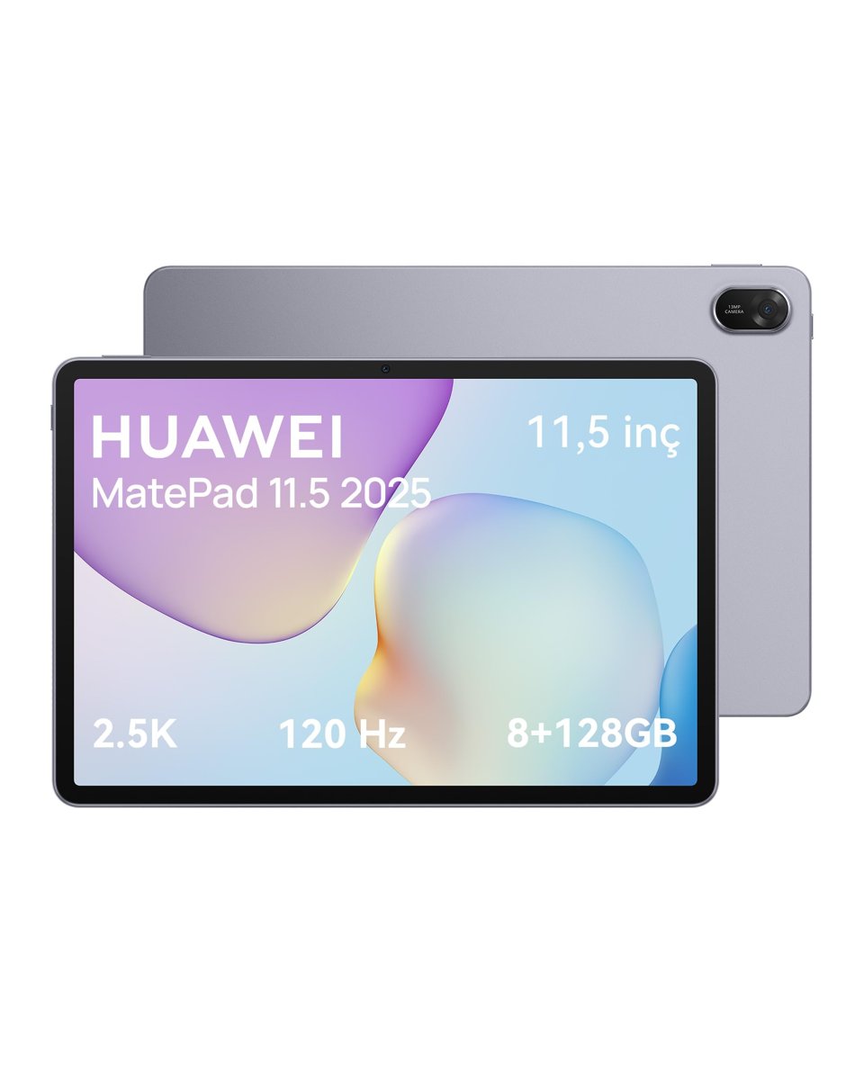 HUAWEI MatePad 11.5 2025 Tablet 2.5K 120Hz Göz Dostu, 8+128GB, 10100 mAh Pil, 40W SuperCharge, WiFi 6, Bluetooth 5.2, HUAWEI Notes, Dörtlü Hoparlör, Uzay Grisi