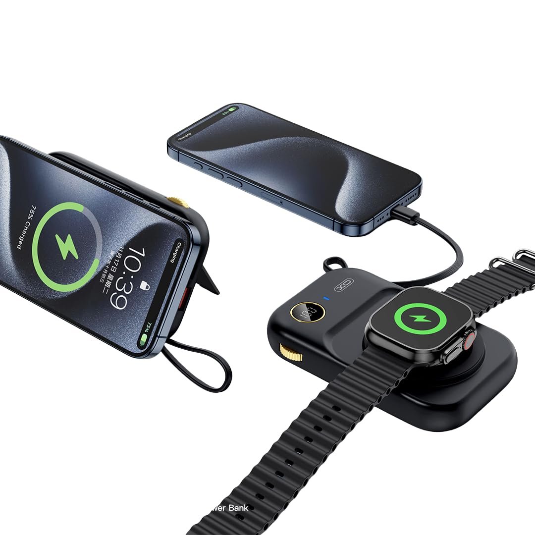XO Magsafe ile Uyumlu Powerbank, Telefon ve Akıllı Saat Şarj,10000 mAh, 22.5W Hızlı Şarj, 15W Kablos