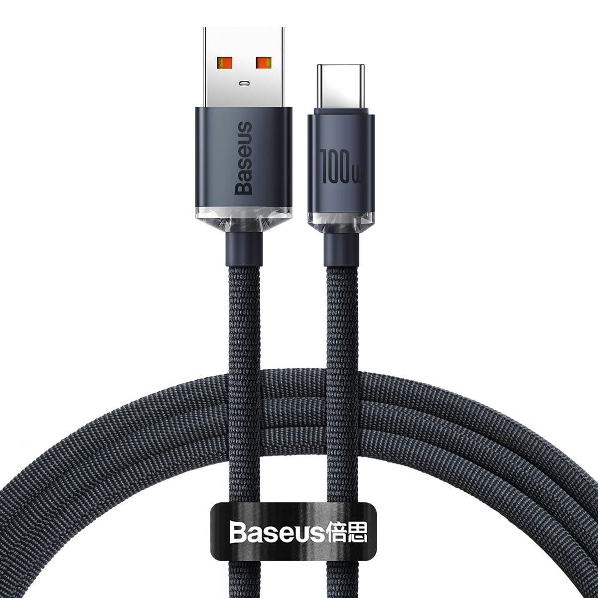 Baseus Crystal Shine USB-A - Type-C Hızlı Şarj Veri Kablosu 100W 5A 1,2M – Siyah (iPhone ile uyumlu değildir)