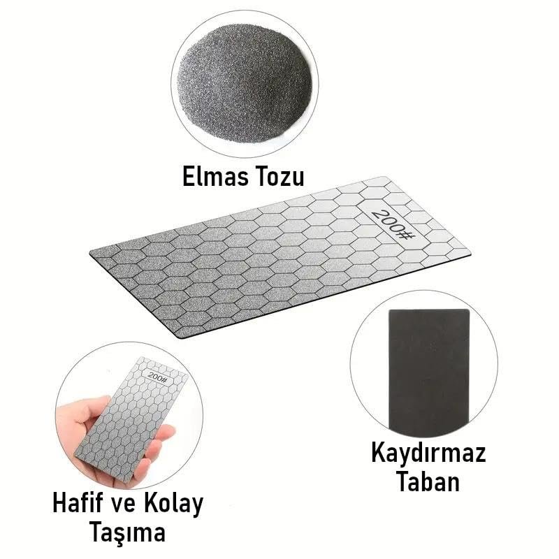 Valkyrie 3 Adet Elmas Biley Seti Bıçak Bileme Taşı Sulu veya Susuz Biley Uzun Ömürlü Aşınmaz 200 400 1000 Grit