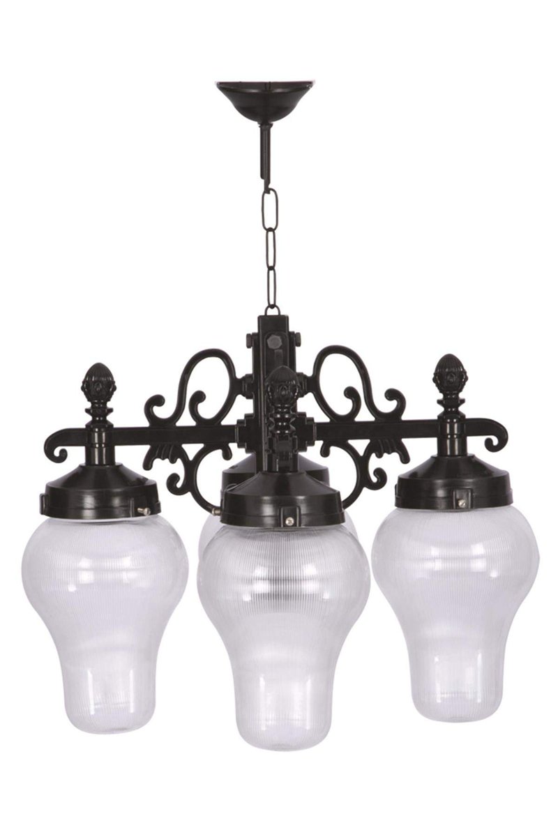 Avonni BFE-68192-4BSY Siyah Elektrostatik Toz Boyalı Dış Mekan Aydınlatma, E27, ABS, Akrilik Cam, 55 Cm
