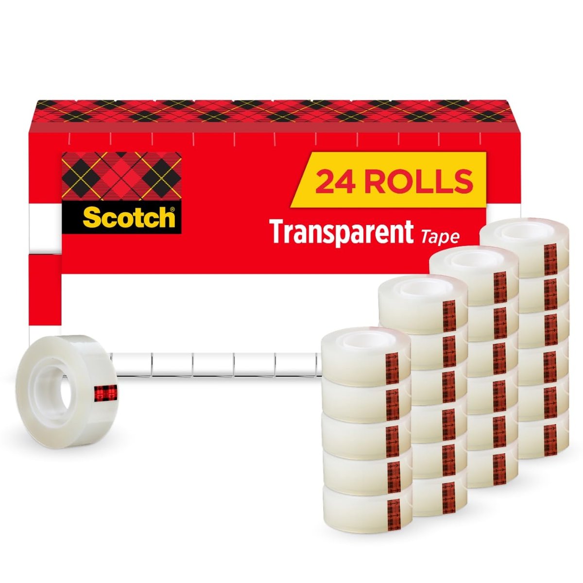 "şeffaf Glossy Tape, 3/4" x 1000 ", 1 Core, Clear, 24/Paket