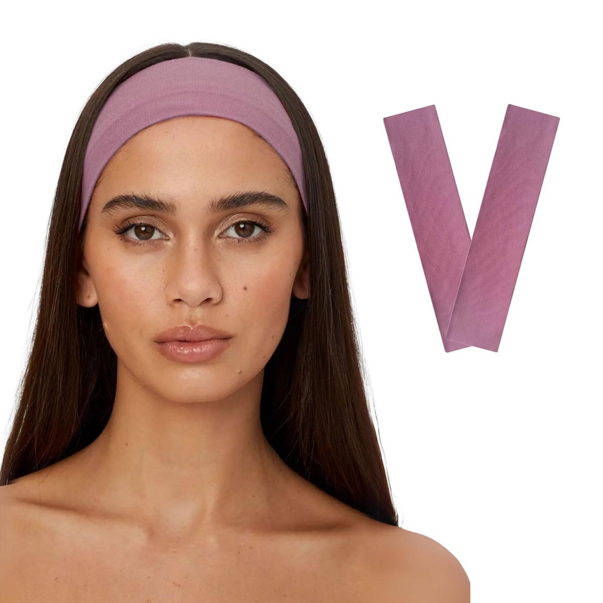 SALVIA DIONE 2'li Saç Bandı - Elastik Kaymaz İnce Esnek Pamuk Emici Kadın Saç Bandı Bandana, Unisex