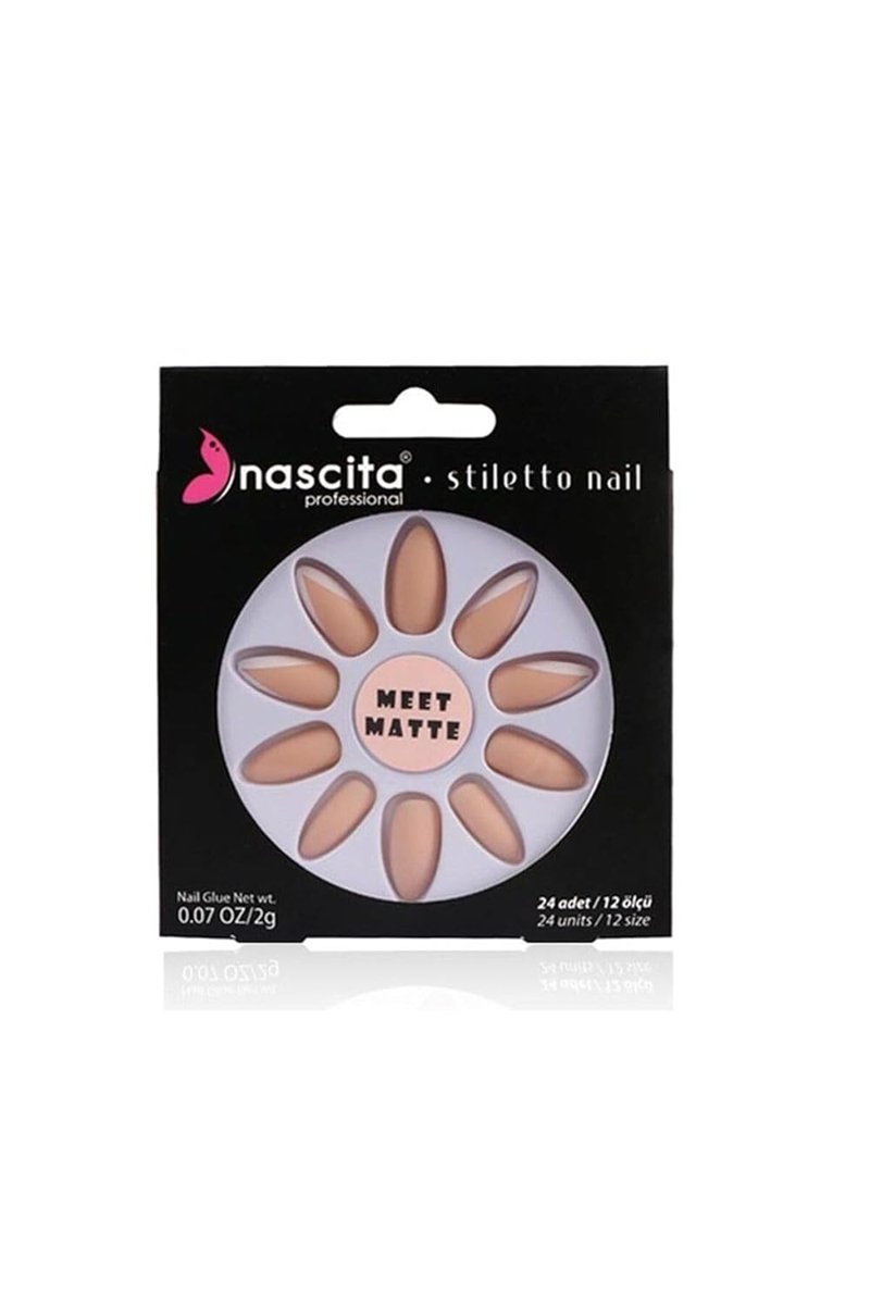 Nascita Stiletto Takma Tırnak (Matte French Nails, Mat French Tırnak) 24 Adet