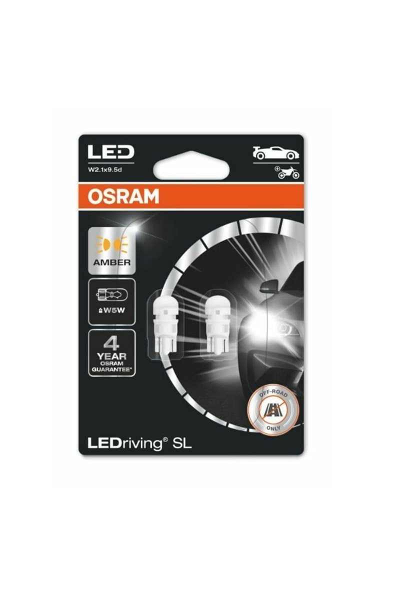 Osram T10 LED Turuncu Dipsiz WY5W Park ve Sinyal Ampülü 4 Yıl Garantili 2827-02B