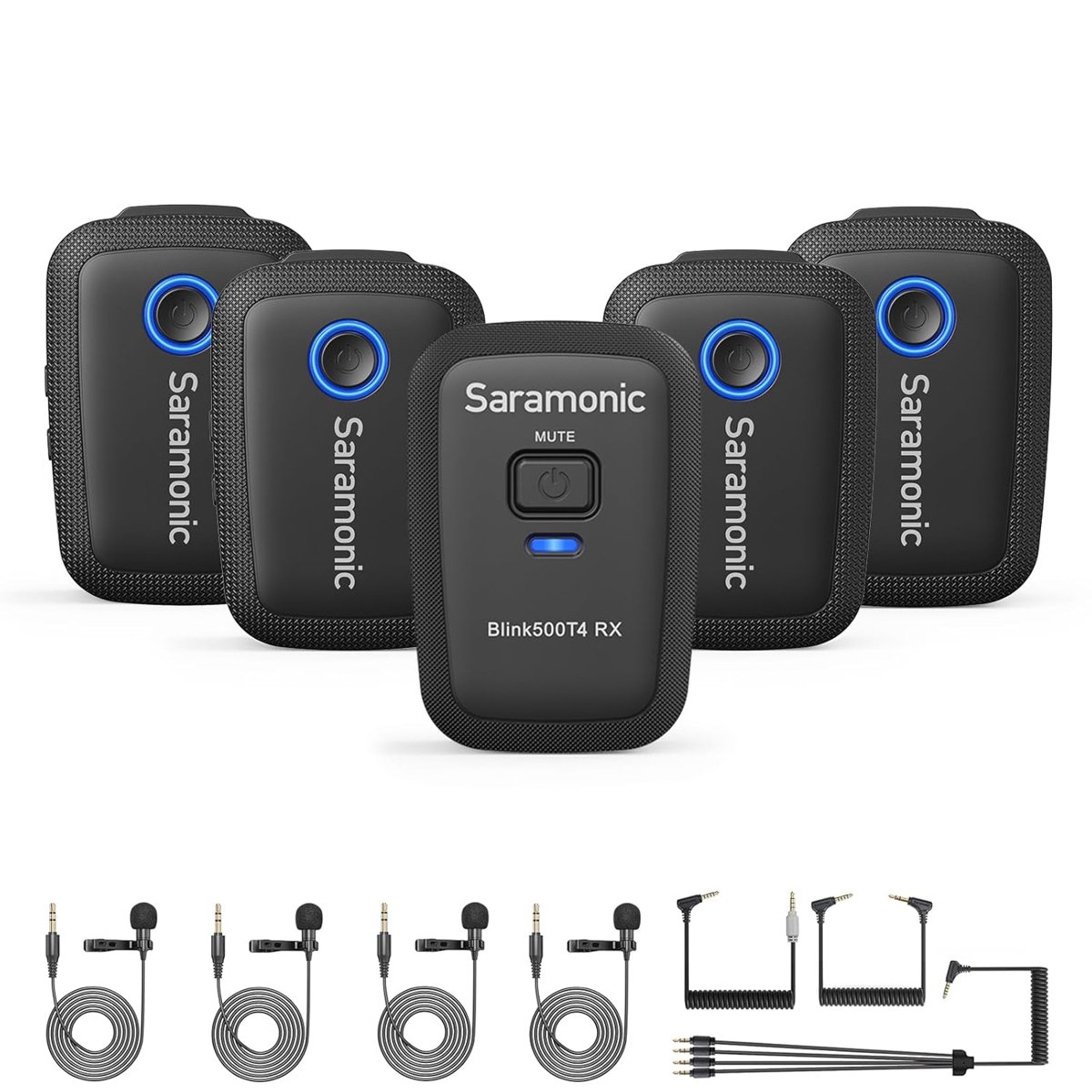 Saramonic Blink500 T4 4 Kişilik Kablosuz Yaka Mikrofonu 4 Verici ve 1 Alıcı, 24-Bit Ses, DSLR, Video Kamera, Akıllı Telefon, YouTube, Röportaj, Podcast için