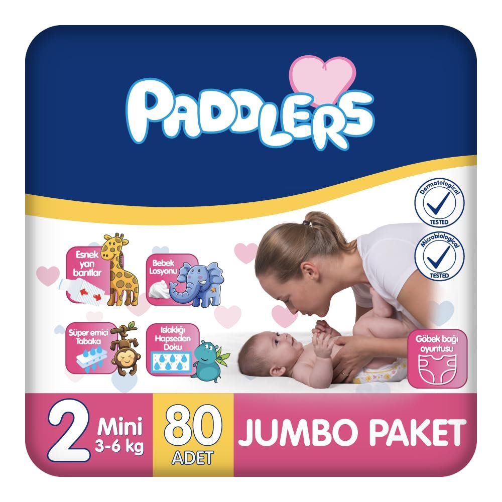 Paddlers Bebek Bezi 2 Numara Mini (3-6 Kg) 80 Adet – Jumbo Paket