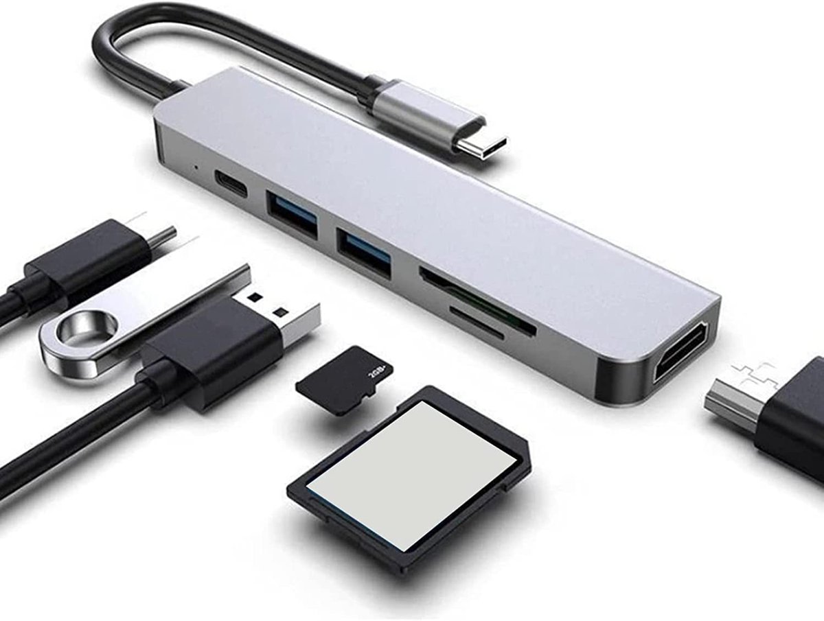 Nekuba Macbook Pro Huawei Dell ile Uyumlu Type C to 4K HDMI + USB 3.0 + SD/tf + PD + Type-C, Taşınab