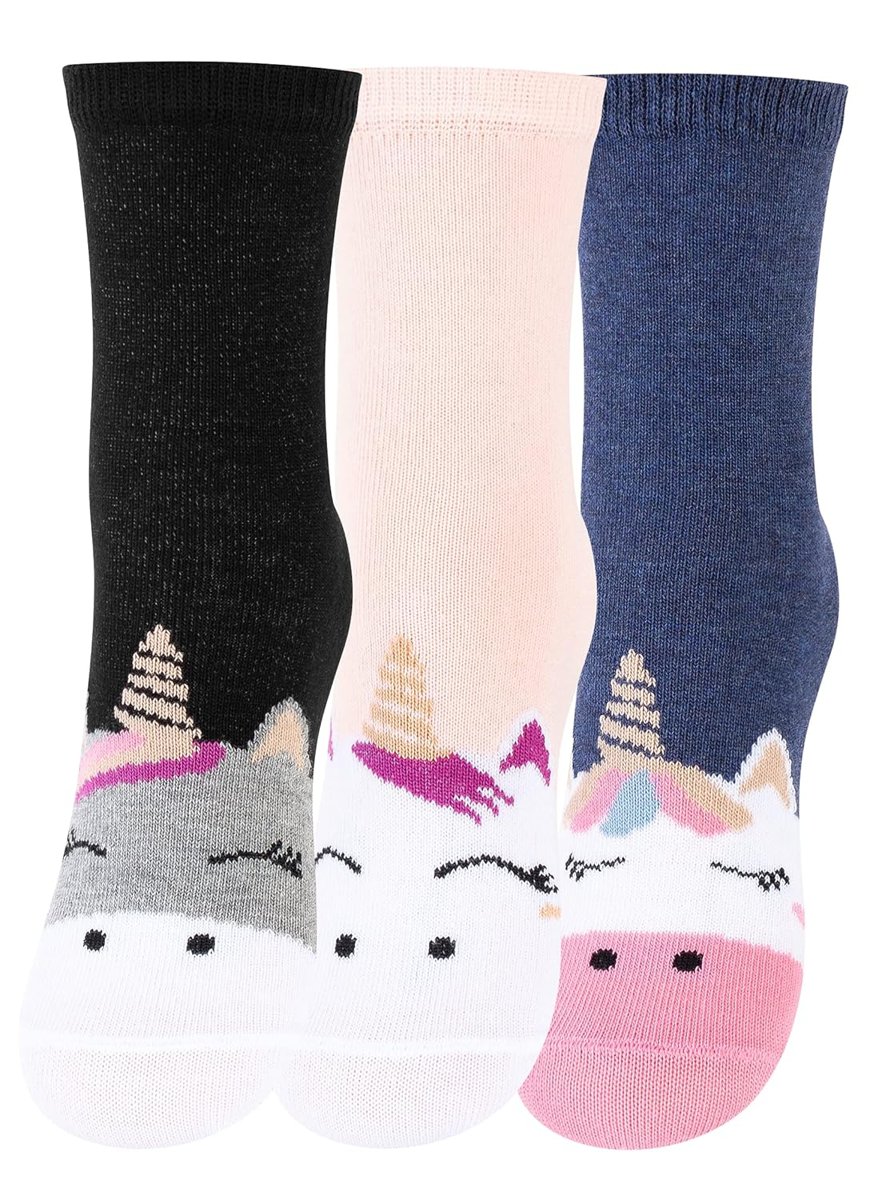 meristanbul 3'lü Unicorn Motifli Kız Çocuk Çorapları - Renkli ve Dayanıklı Tasarım, (3'lü Set Unicorn, 27-30)