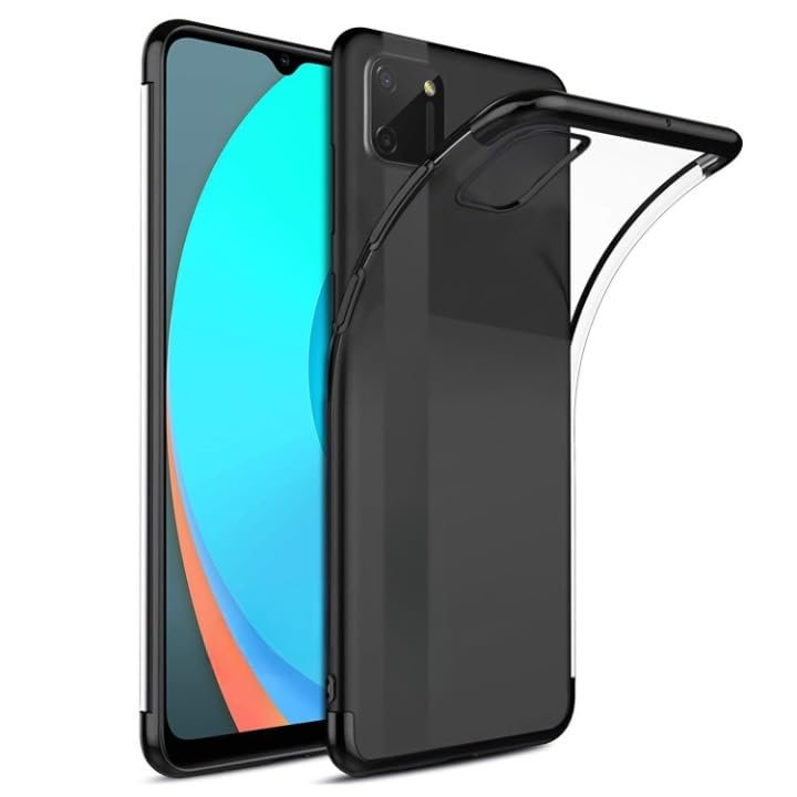 Ehr. Realme C11 ile Uyumlu Darbeye Karşı Dayanıklı Lazer Kesim Silikon TPU Kılıf (Siyah, Realme C11)