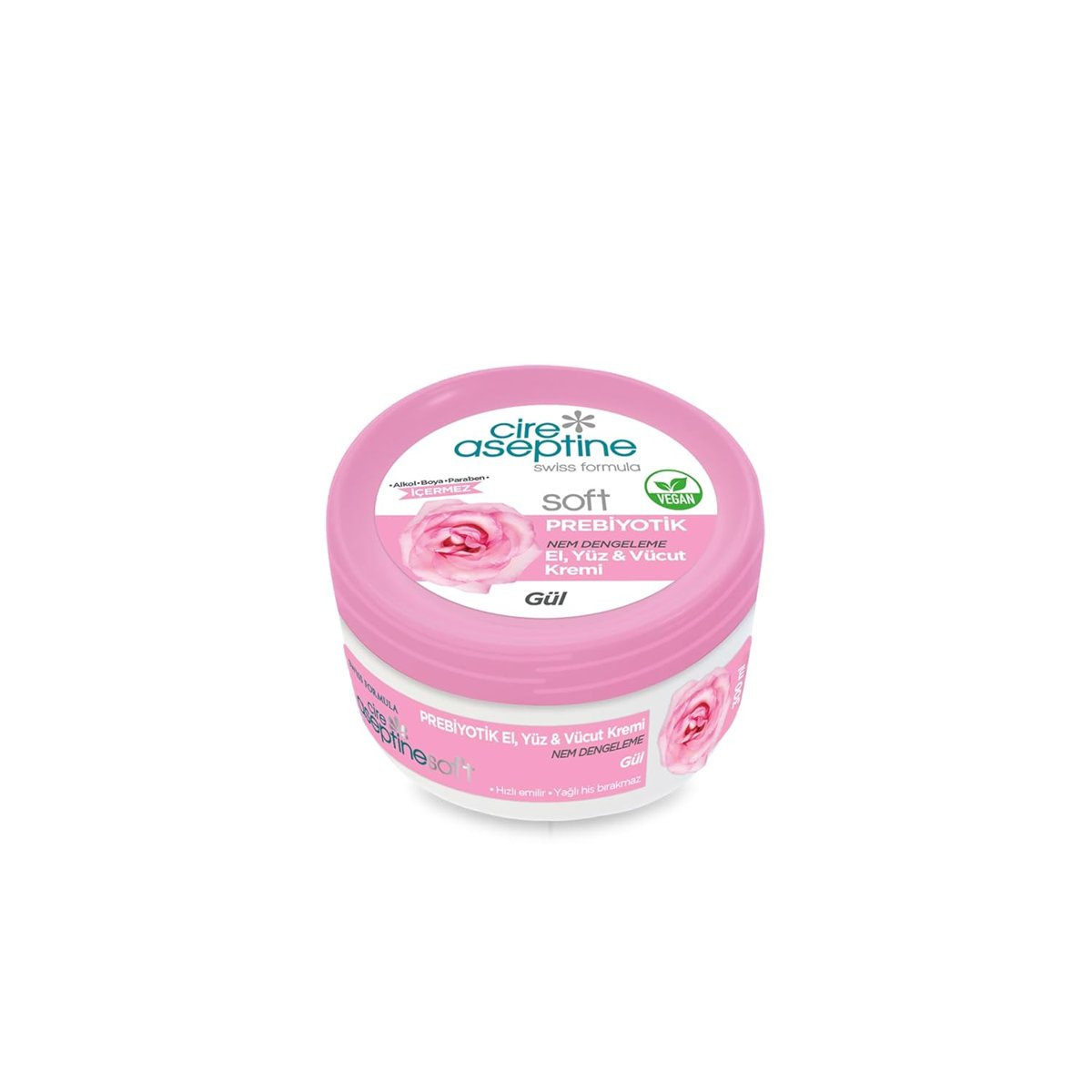 CİRE ASEPTİNE Soft Prebiyotik Gül El, Yüz ve Vücut Kremi 300 ml