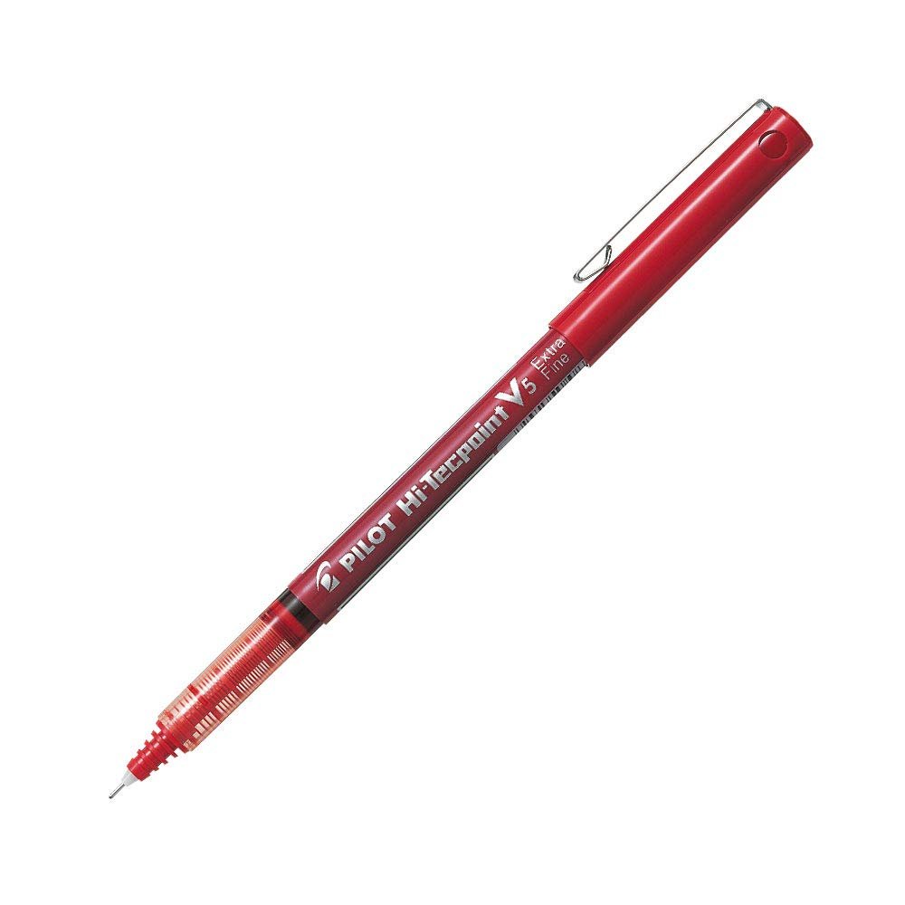 Pilot V5 tükenmez kalem, iğne uçlu, 0,5 mm yazı ucu, 0,3 mm çizgi genişliği, 12 adet, kırmızı
