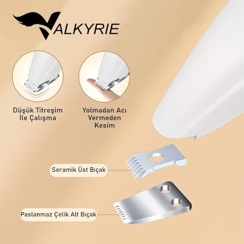 Valkyrie Kedi Köpek Pati Tüy Kesme Makinesi Sessiz Hassas Bölge Traş Cihazı Seramik & Çelik Bıçaklı