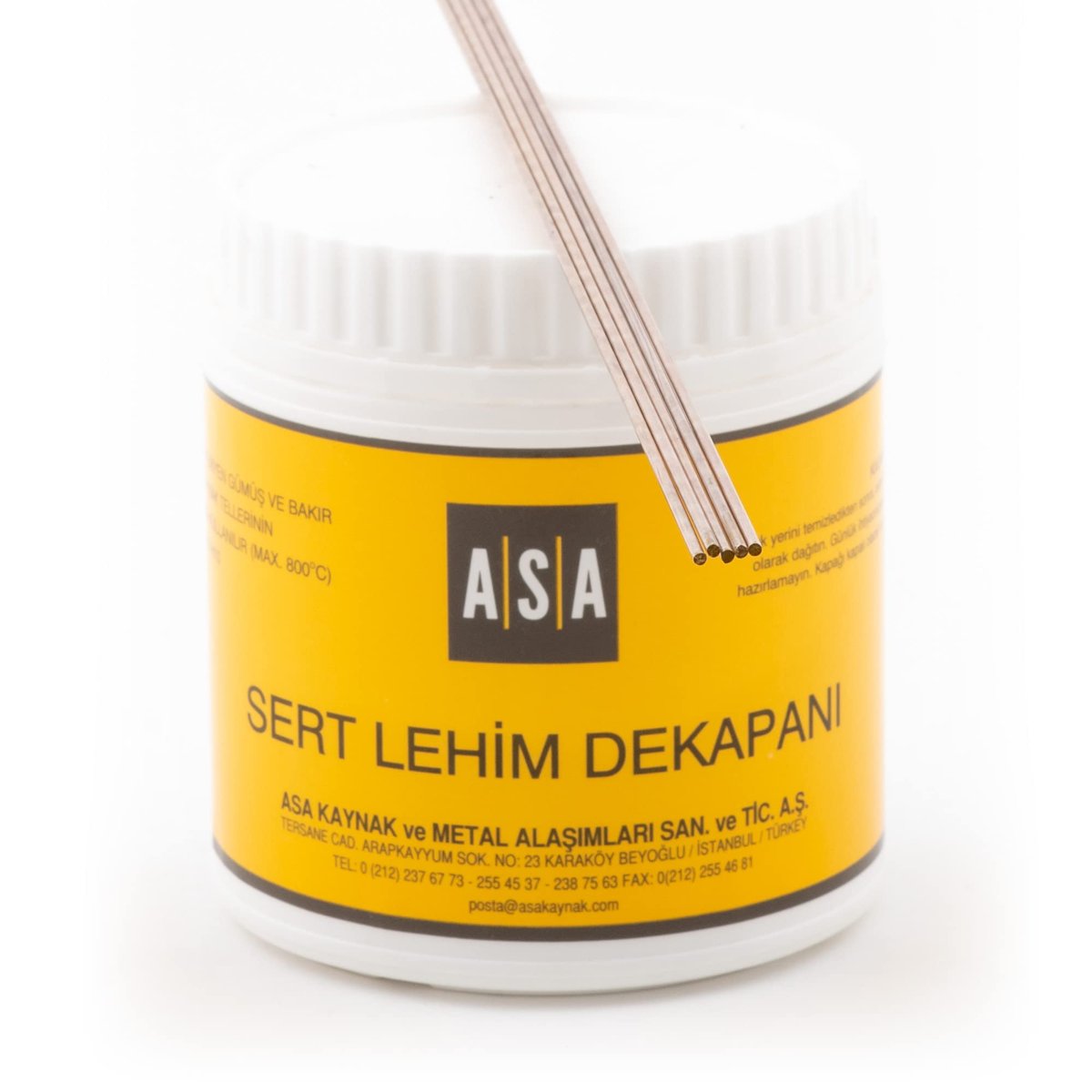 GÜMÜŞ KAYNAK DEKAPANI ASA-FLO (500 GR) + GÜMÜŞ KAYNAK TELİ%50 2 MM (5 ADET)