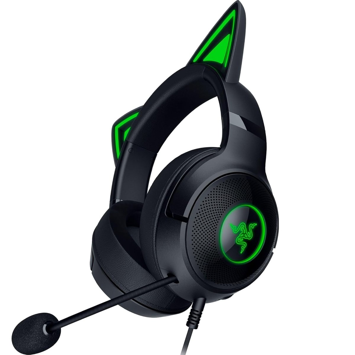 Razer Kraken Kitty V2 - Kablolu RGB Kulaklık Kedi Kulaklı (Reaktif Akış Aydınlatması, Razer HyperClear Mikro, TriForce 40 mm Sürücü, 7.1 Surround Ses) Siyah