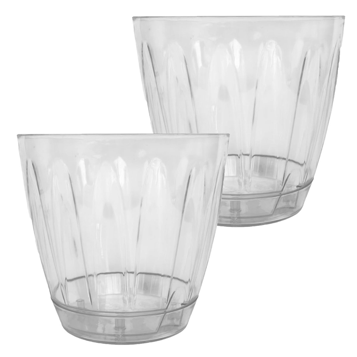2 adet Plastik Orkide Saksısı Seti 1,5 lt Gizli Tabaklı Şeffaf Saksı 145 x 135 mm