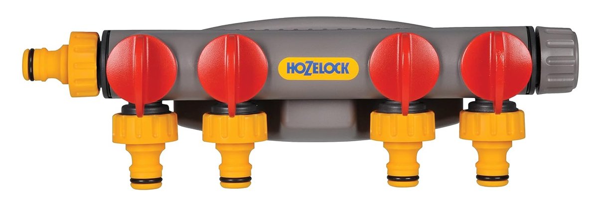 Hozelock 2150H Dört Çıkışlı, Dörtlü (4'lü), Vanalı Musluk Bağlantısı, Dağıtıcı Adaptörü