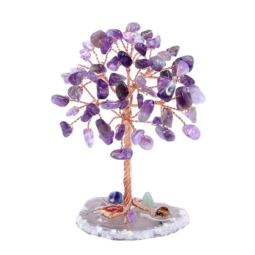 Valkyrie Ametist “Yaşam Ağacı” Kristal Bonsai – Doğal Taş Dekor | El Yapımı Tel Ağaç Meditasyon & Ofis Masaüstü Süs