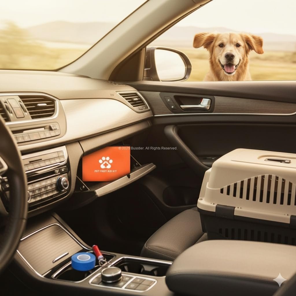Busstier Evcil Hayvan İlk Yardım Seti, Kedi ve Köpekler için Kapsamlı Acil Durum ve Bakım Çantası, Kene Çıkarıcı, Makas, Acil Durum Örtüsü ve Temel Tıbbi Malzemeler ile Taşınabilir Kompakt Tasarım