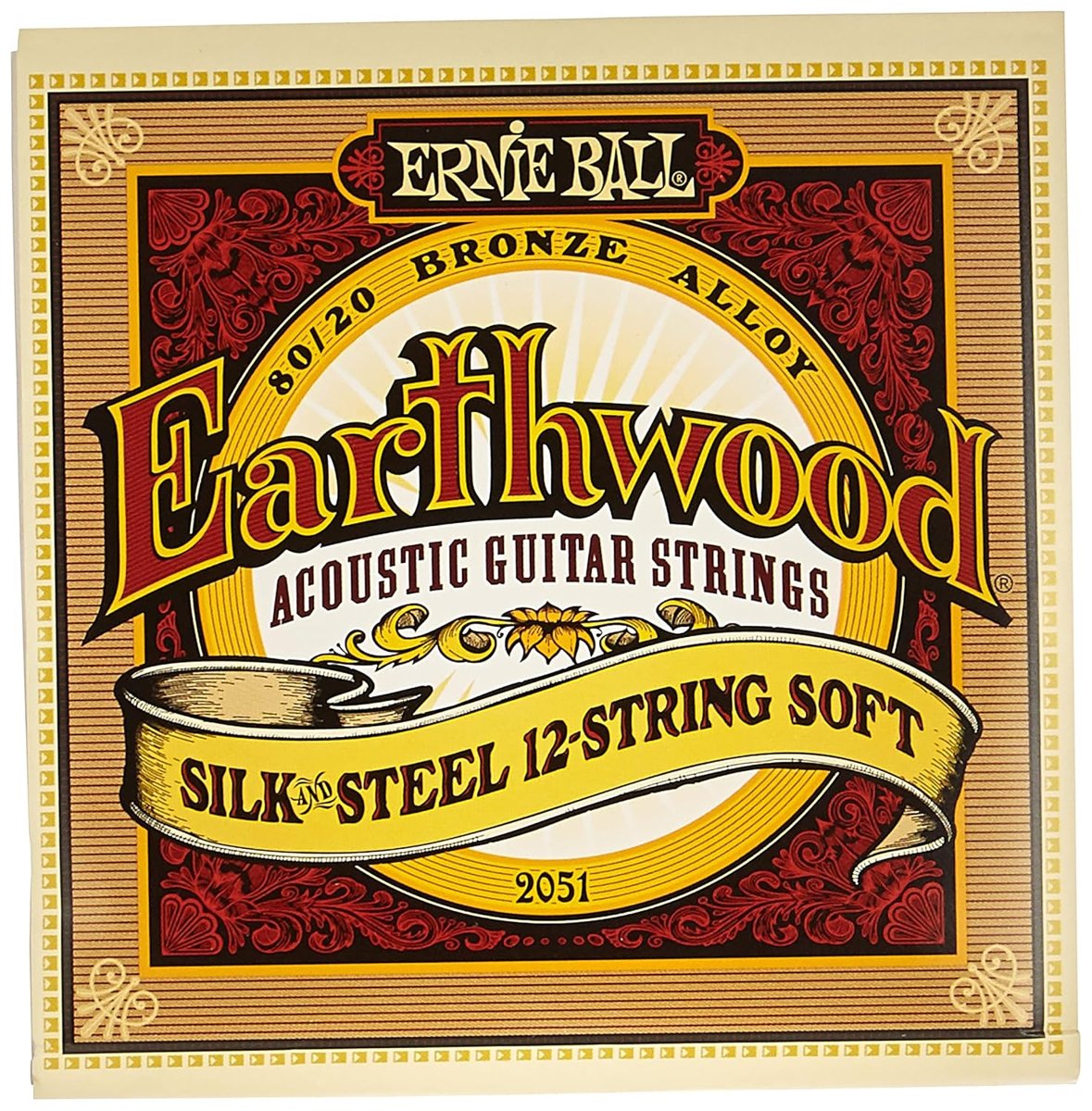 Ernie Ball Earthwood Ipek Ve Çelik Yumuşak Akustik Gitar Telleri, 12 Telli, 80/20 Bronz, Ölçü 9-46