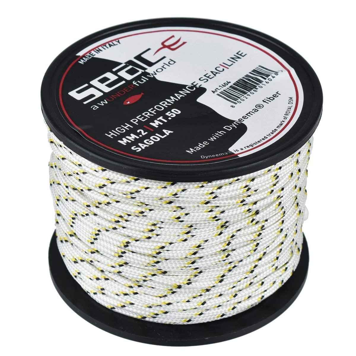 SEAC Dyneema Core, 50 m su altı balıkçılığı için çizgi, üniseks yetişkin makarası, beyaz/sarı, 2 mm