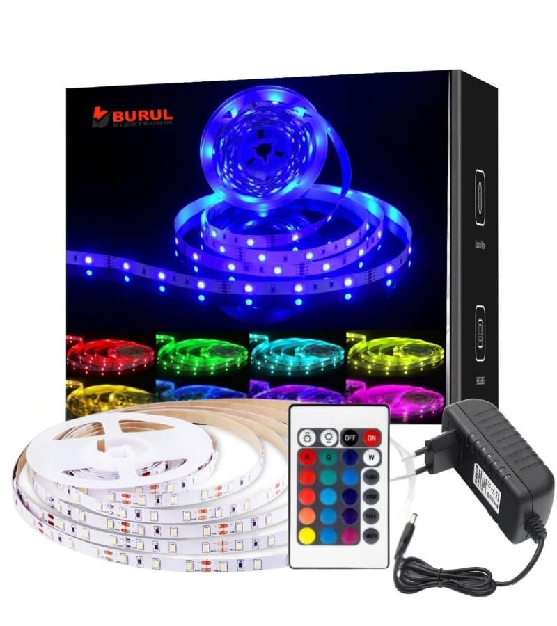 16 Renk Kumandalı Renk Değiştiren RGB Şerit Led Işık Seti SB-6544 (5 Metre)