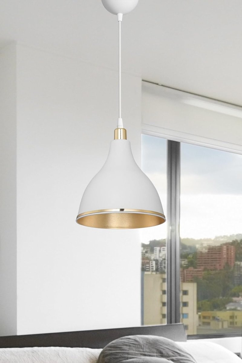 AG LightDesign Beyaz Sarkıt Avize Yatak Odası Salon Mutfak Koridor Lamba Içi Gold 17 AGnm18