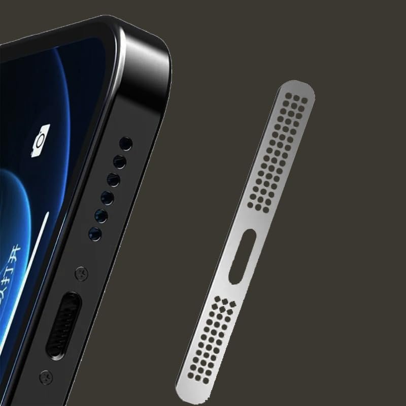 Apple iPhone 12, 13, 14,15,16 Pro Max, Pro, Plus Uyumlu Metal Toz Geçirmez Sticker Kulaklık Hoparlör Deliği Anti Toz Önleyici (Gümüş)
