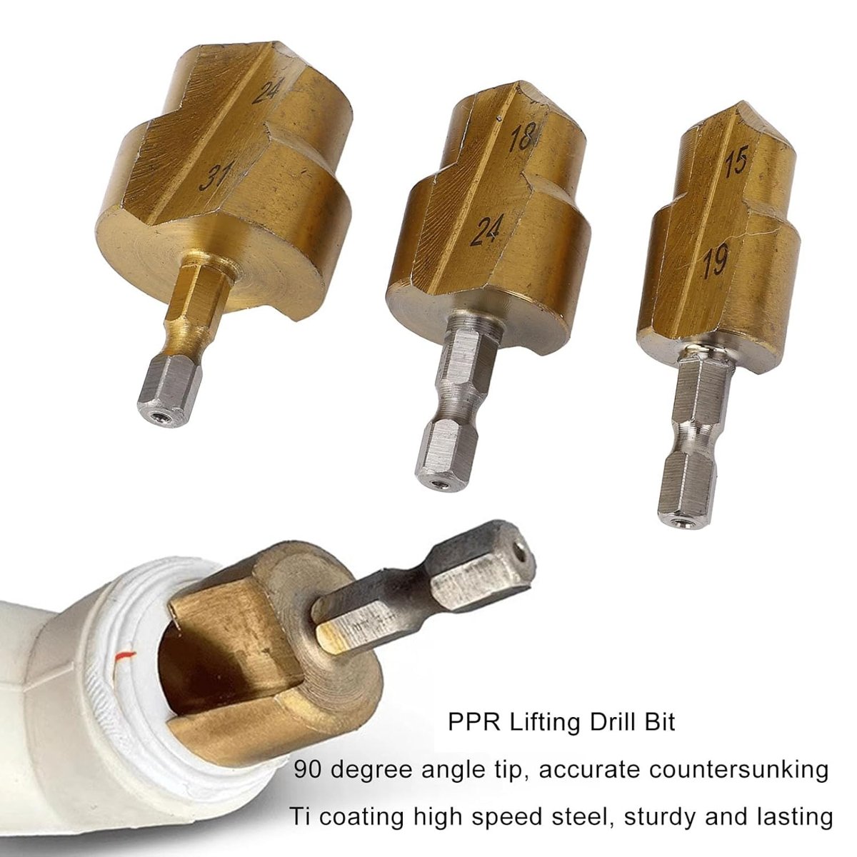 AEE® 3'lü HSS Kaplamalı Koni Delme Aparatı – Titanyum Kaplama – Metal Sac, Plastik, Boru ve Levha İçin Delici (15-19mm, 24-31mm, 18-24mm)