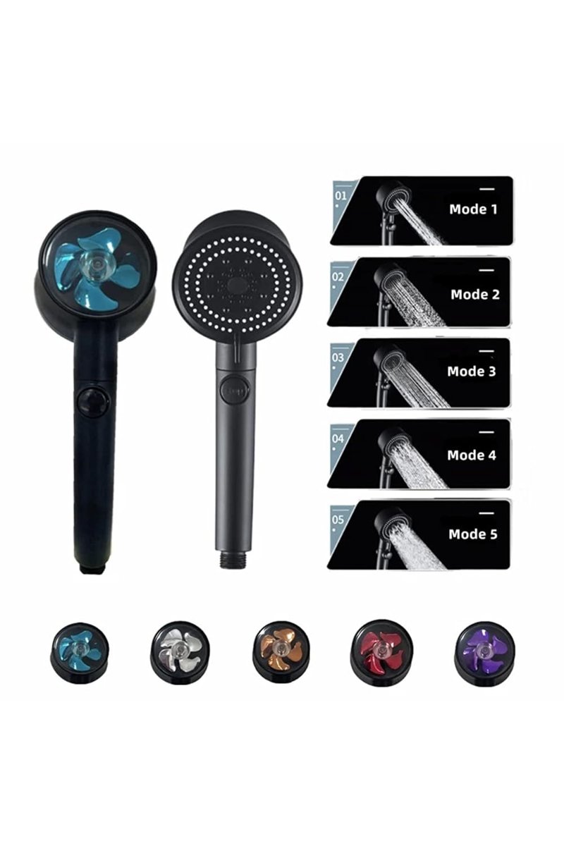 Mayaglory Turbo Fan 5 Fonksiyonlu Su Tasarruflu Dus Basligi Turbo El Dusu Siyah