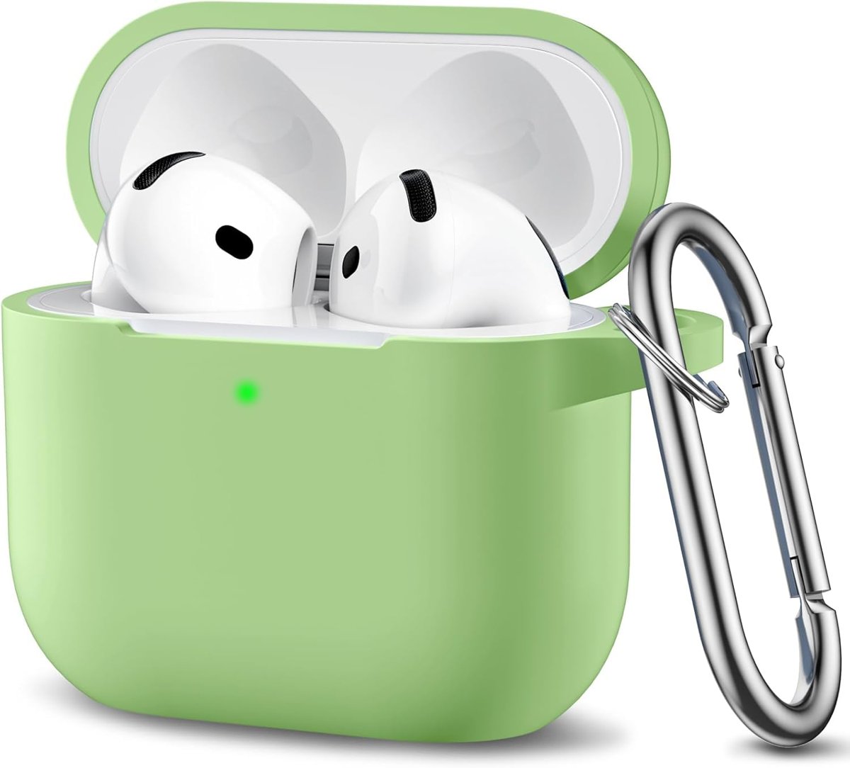Babilden Airpods 4.Nesil 2024 Darbelere Dayanıklı Parmak İzi Karşıtı MagSafe Şarj ile Uyumlu Silikon Kılıf (Yeşil, Airpods 4.Nesil 2024 Silikon)