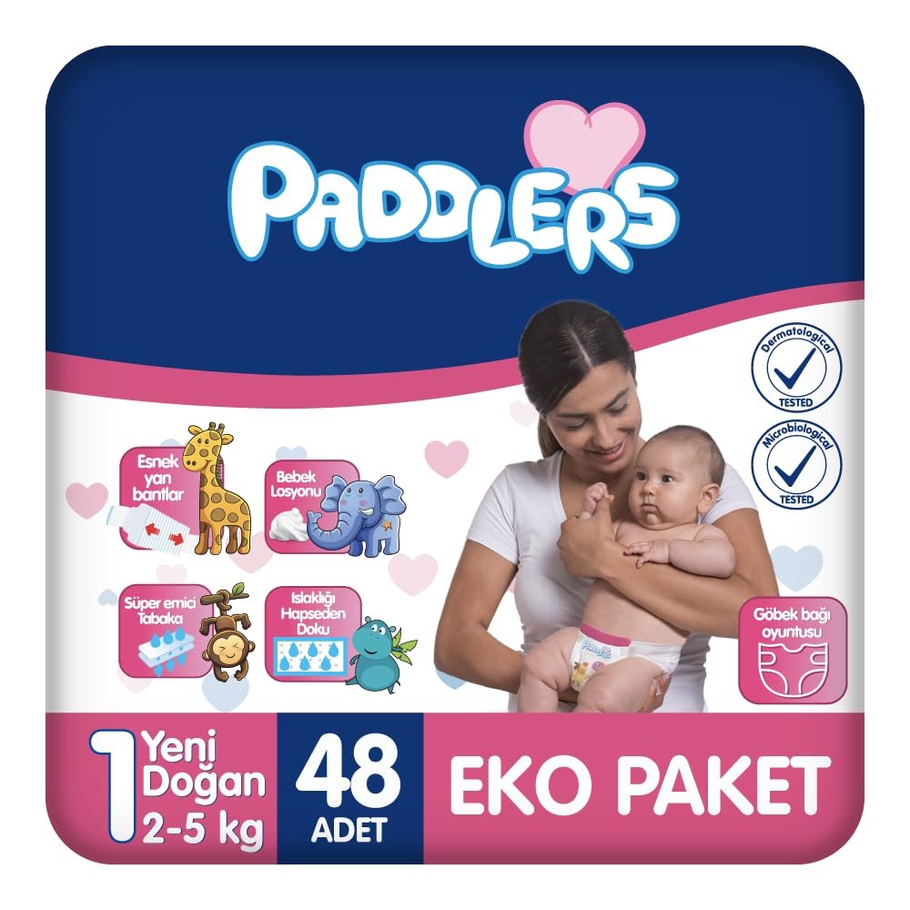 Paddlers Yenidoğan Bebek Bezi 1 Numara (2-5 Kg) 48 Adet – Eko Paket