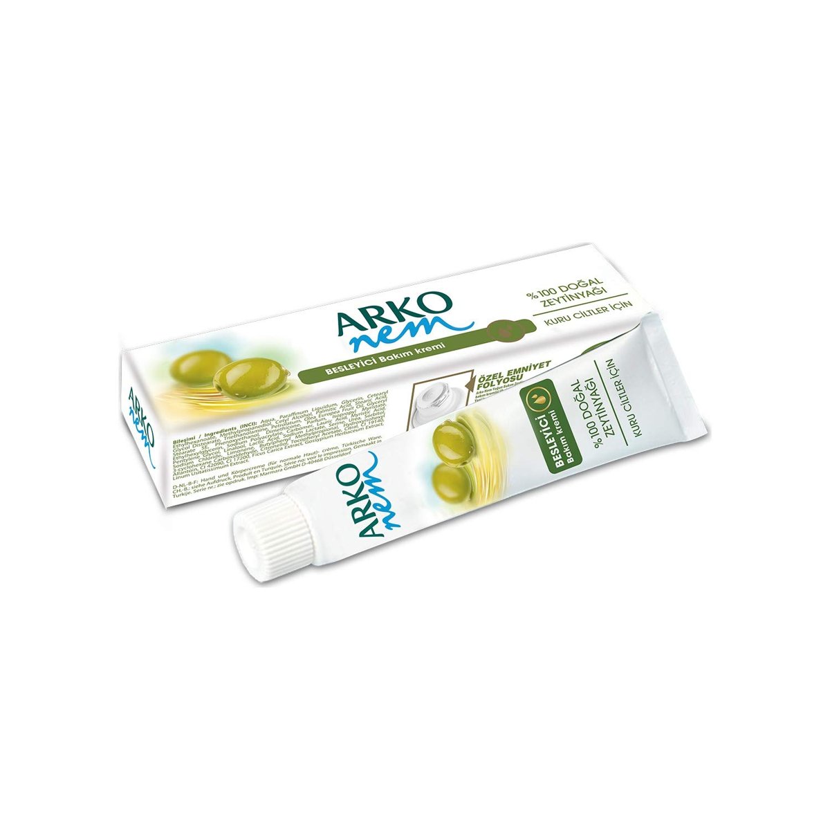 Arko Nem %100 Doğal Zeytinyağlı Besleyici Bakım Kremi Kuru Ciltler (20 ml)
